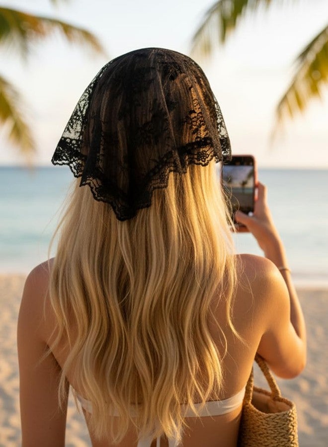 Huachi Black Bandanas Head Scarf Headband for Women’s Hair - Lace Hair Scarf Bandana Headband - Cute Stylish Head Kerchief Summer Accessories - Image 1